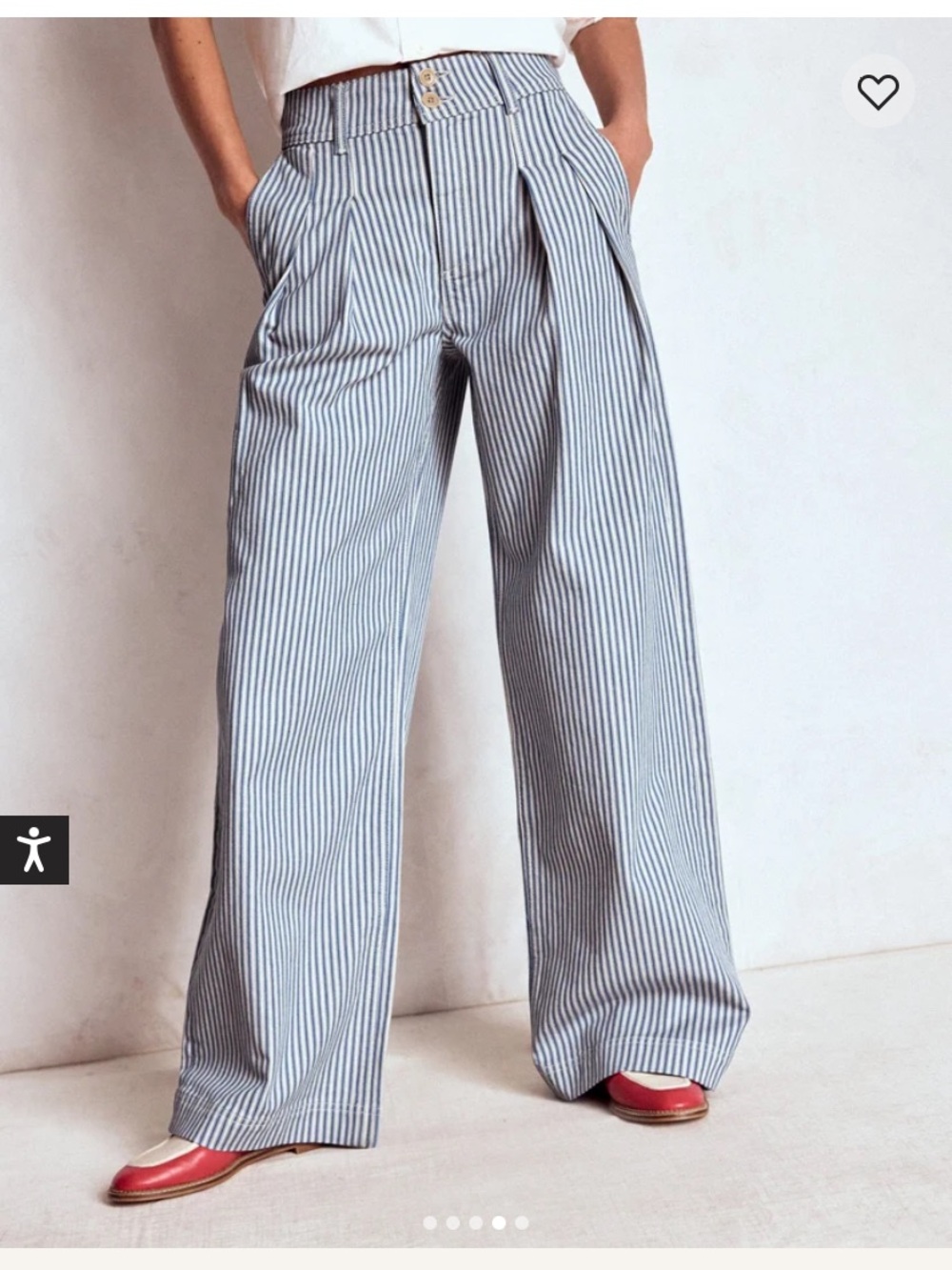 Boden Brompton Wide Leg Pants Blue Stripe Womens 2